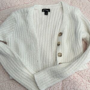 art class White Ribbed Button-Front Cardigan